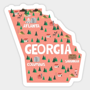 Georgia illustrated map Sticker